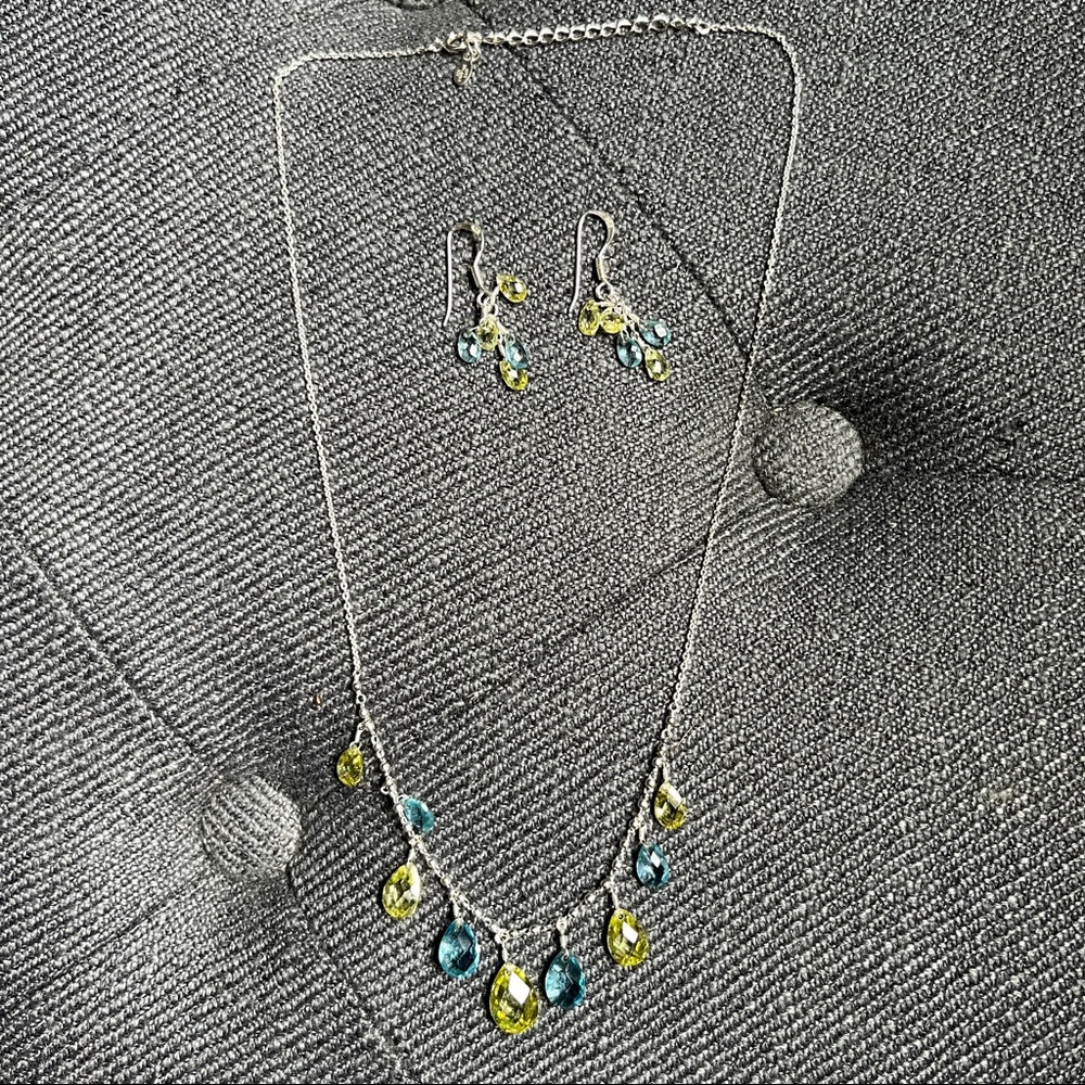 Sterling Silver + Crystals Necklace & Earring Set